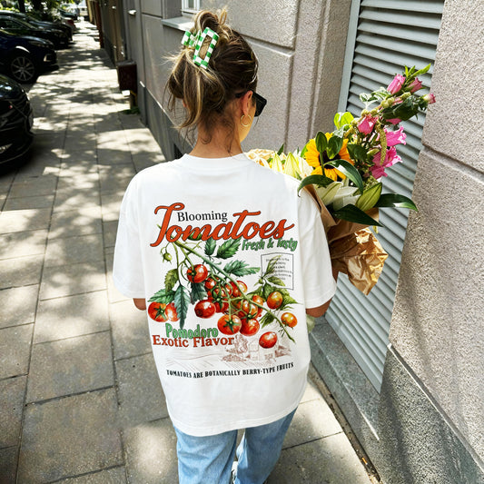 Blooming Tomatoes oversized white tshirt