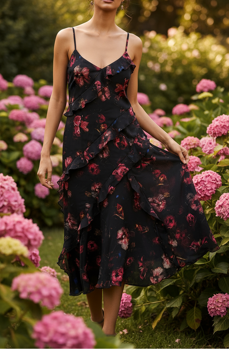Black floral dress