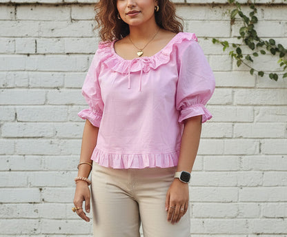 Pink Ruffle Elegance Top