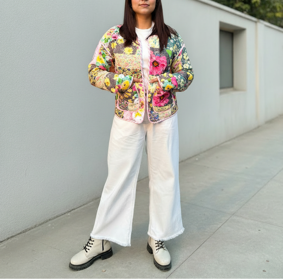 Patchwork reversible quilted jacket