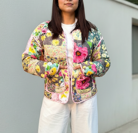 Patchwork reversible quilted jacket