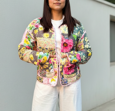 Patchwork reversible quilted jacket