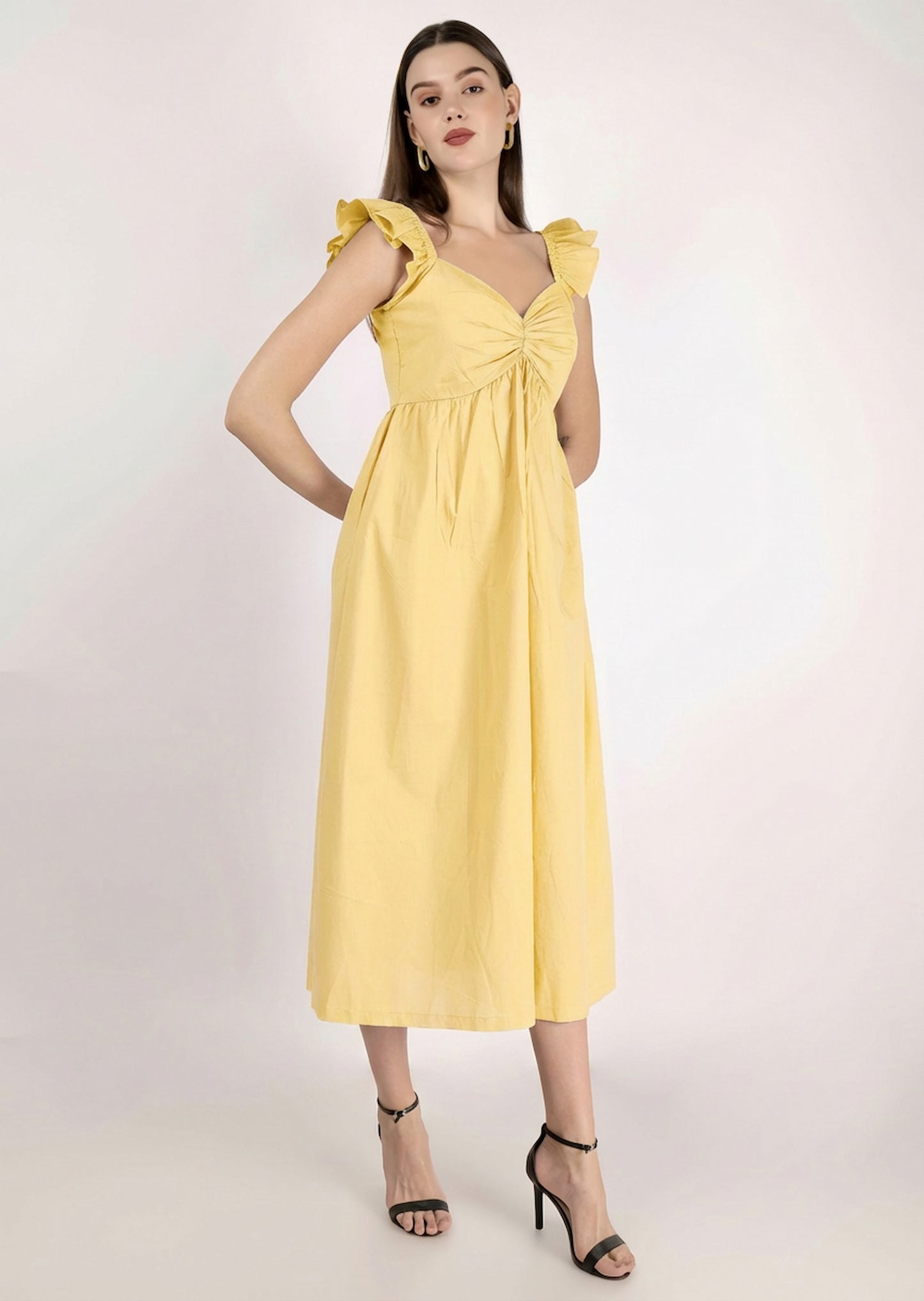 Butter yellow siena midi dress