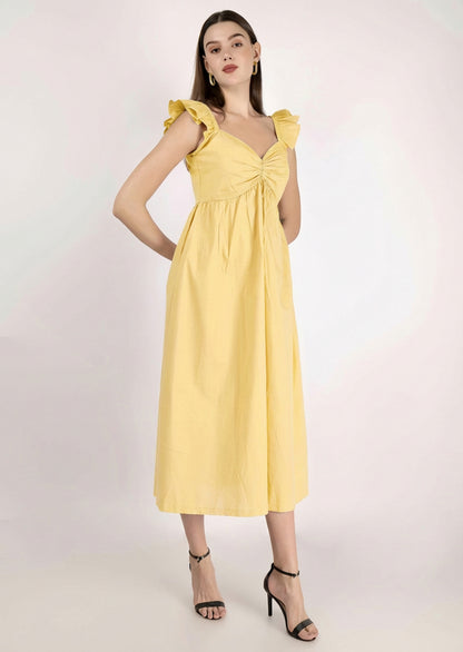 Butter yellow siena midi dress