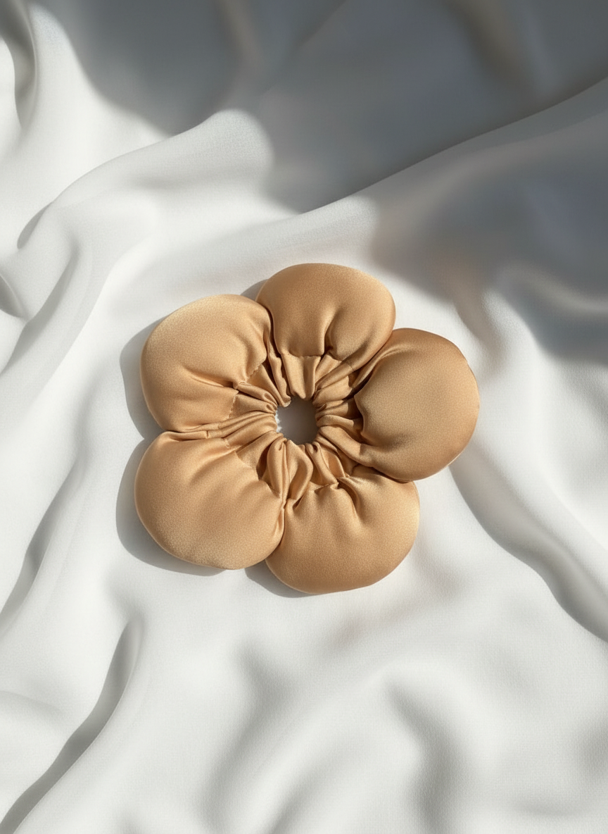 Pack of 4 - Petal puff pink scrunchie - pink,beige,blue & lavender