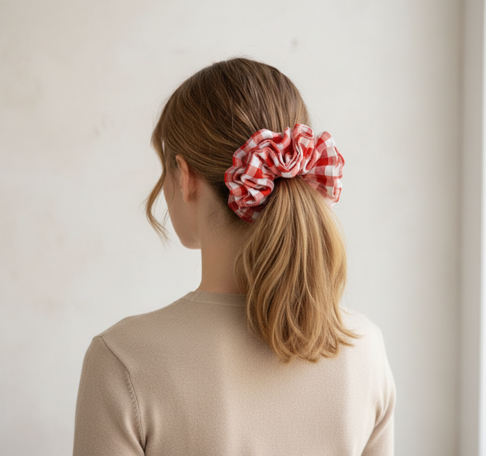 Cloud bloom red oversized scrunchie