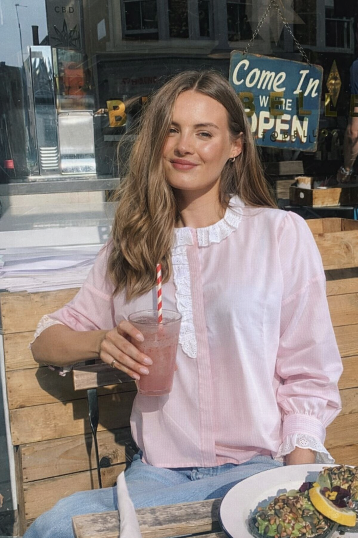 Sweet Vintage Pink Lace Shirt