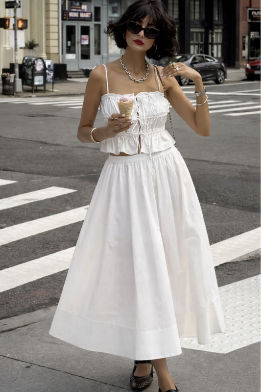 Classic White A-Line Maxi Skirt