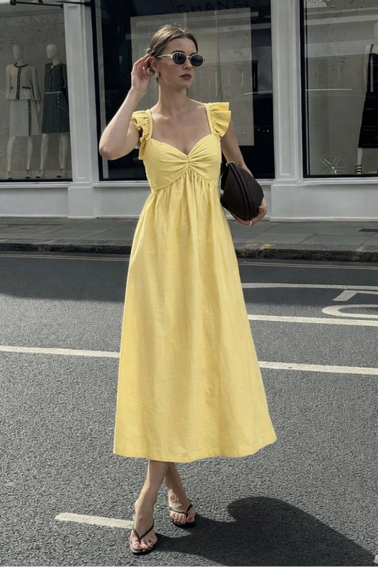 Butter yellow siena midi dress