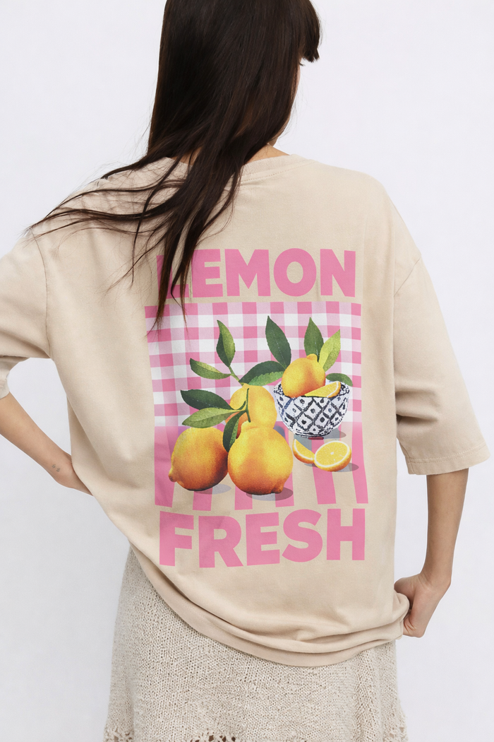 Sunny Citrus oversized beige tshirt