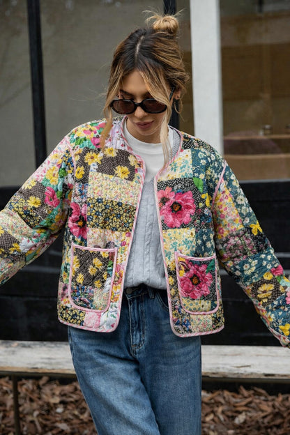 Patchwork reversible quilted jacket