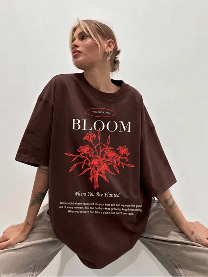 You Grow Girl oversized brown tshirt