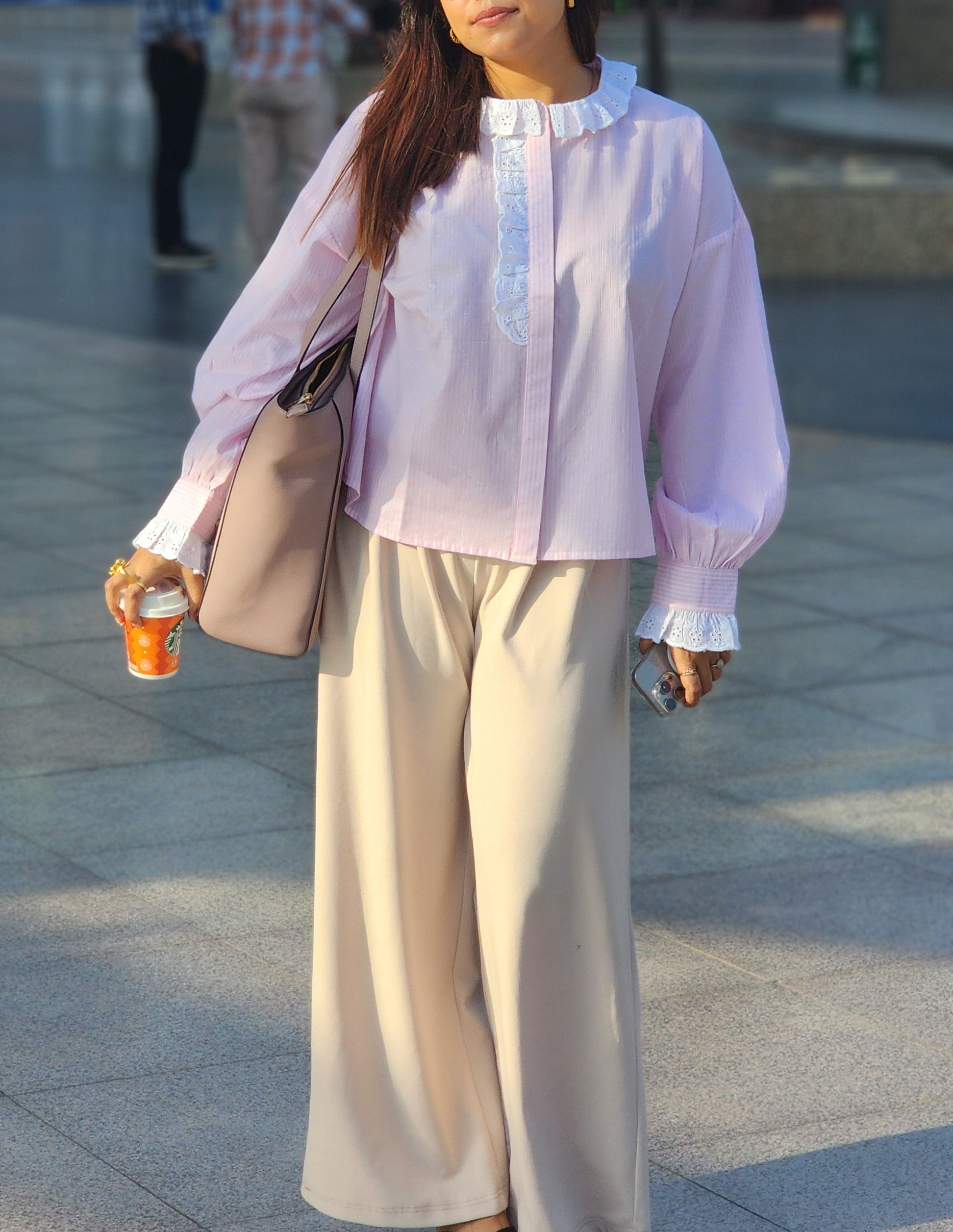 Sweet Vintage Pink Lace Shirt