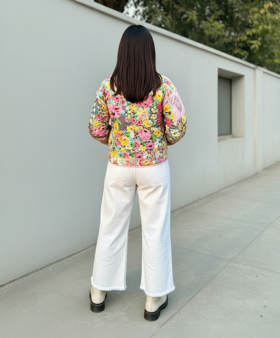 Patchwork reversible quilted jacket