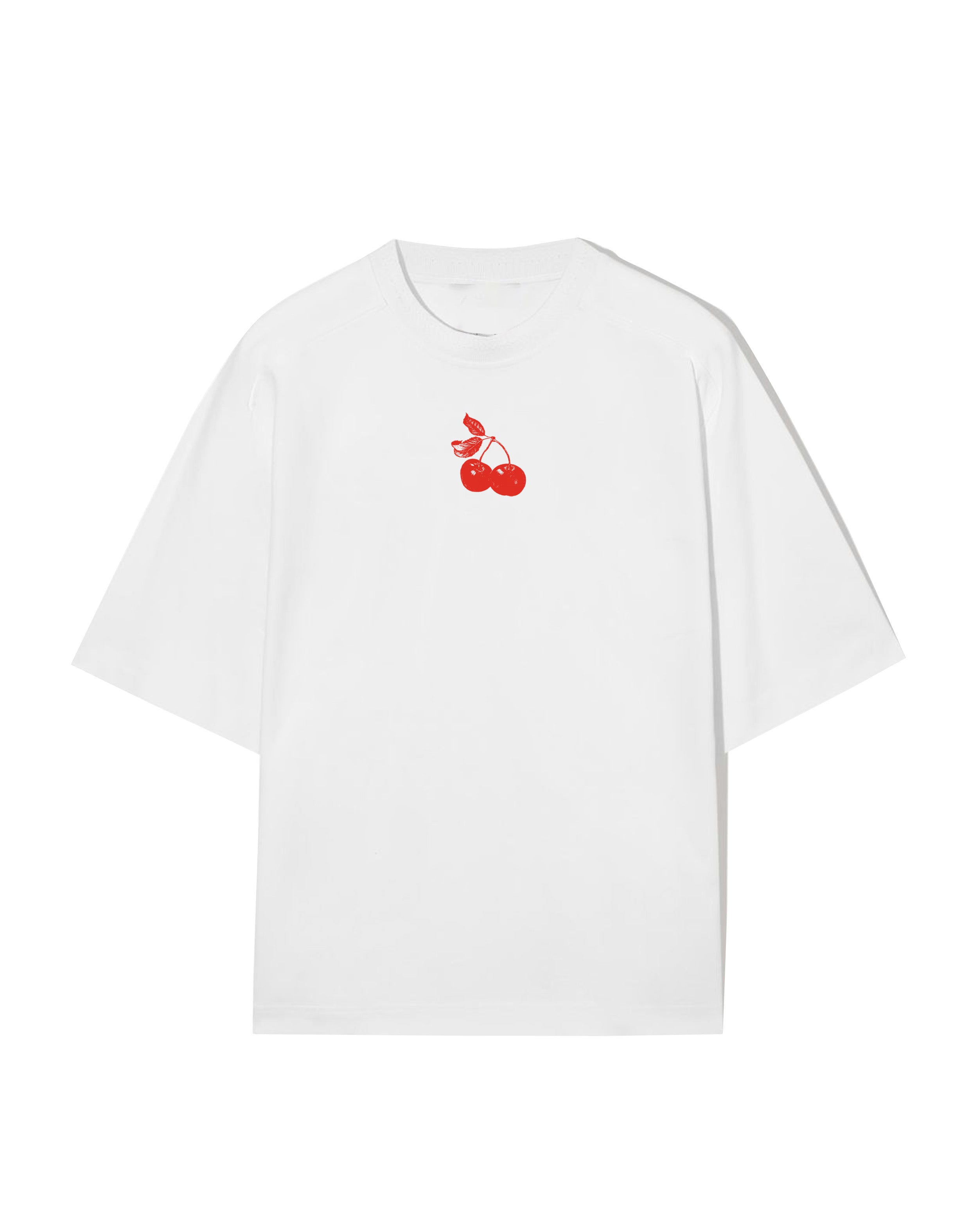 Red Pop Cherry oversized white tshirt