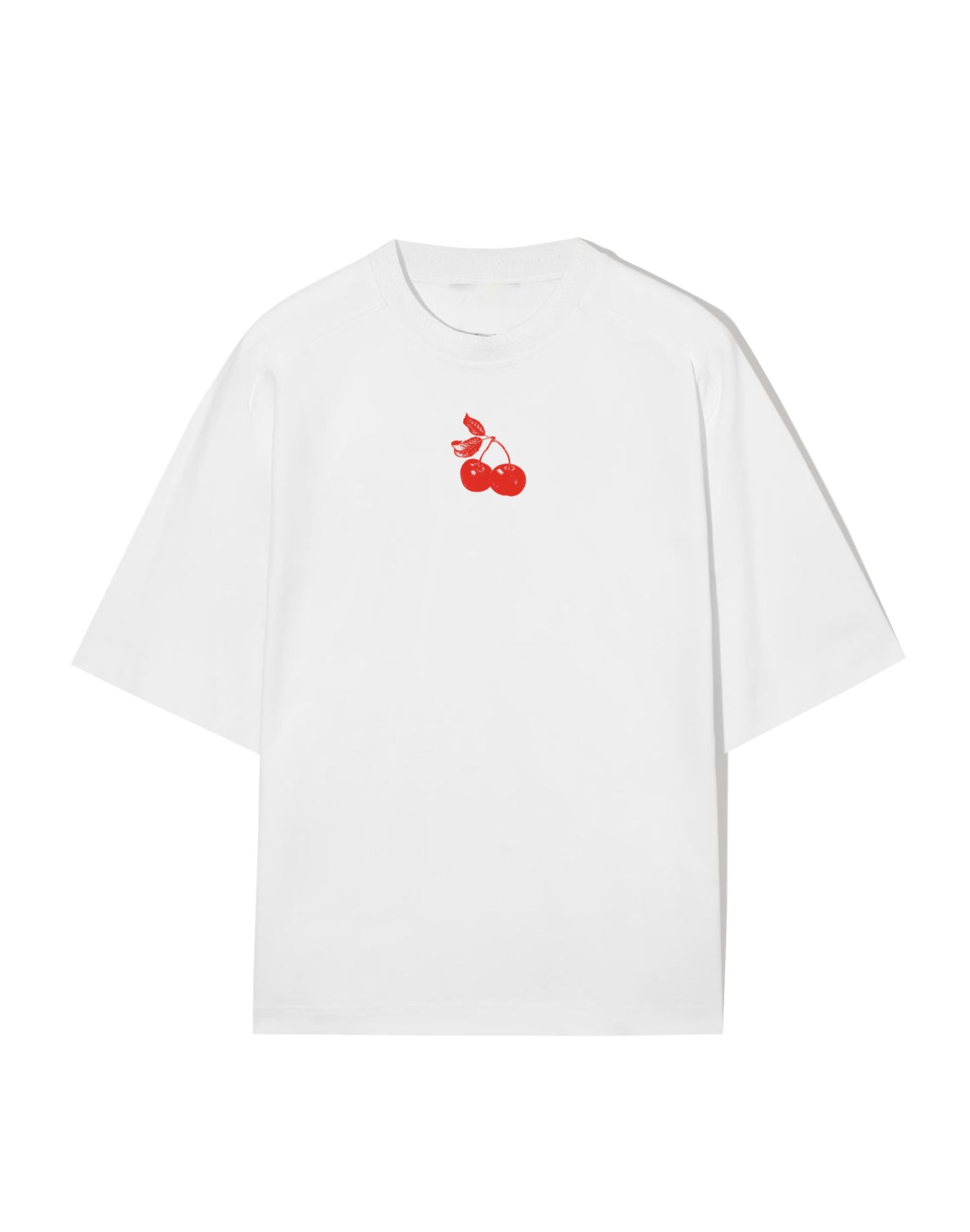 Red Pop Cherry oversized white tshirt