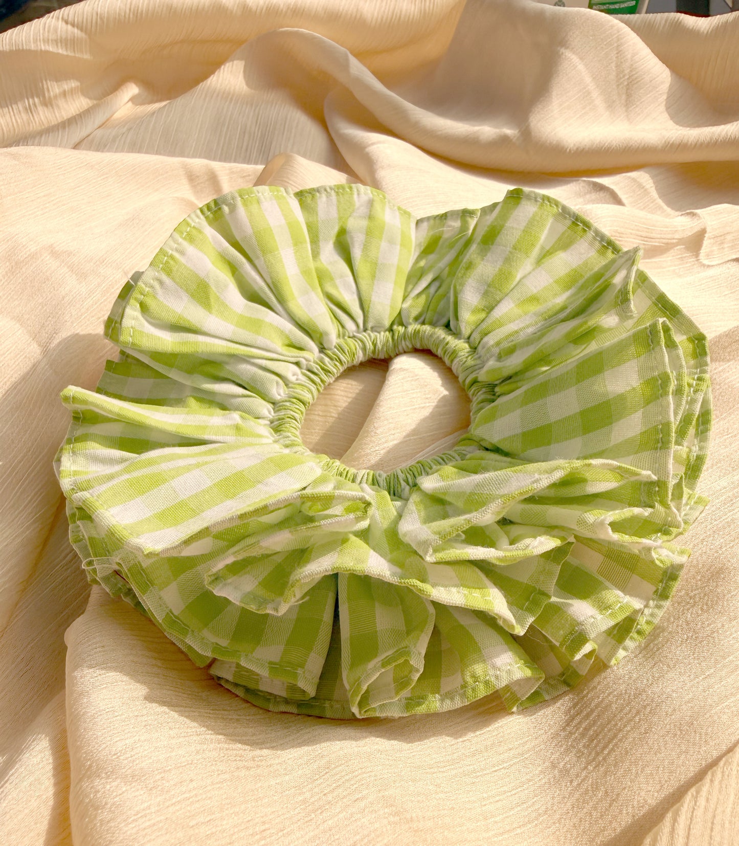 Cloud bloom green oversized scrunchie
