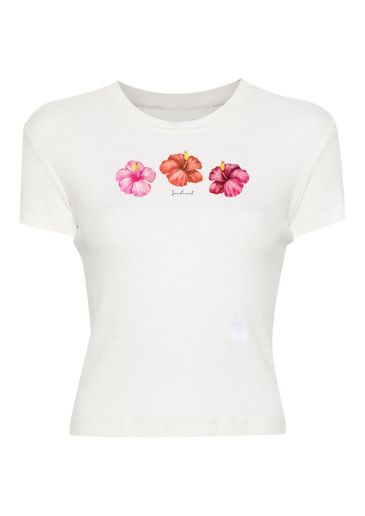 Bud & Blossom graphic white crop top