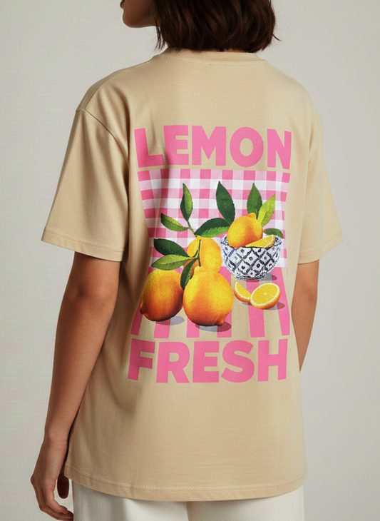 Sunny Citrus oversized beige tshirt