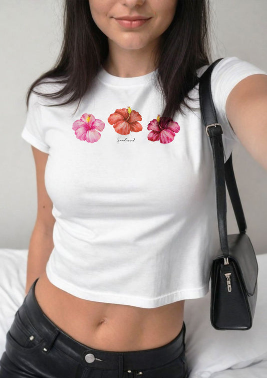 Bud & Blossom graphic white crop top