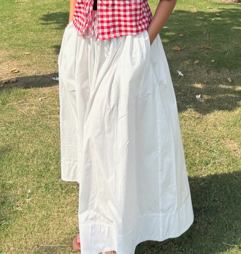 Classic White A-Line Maxi Skirt